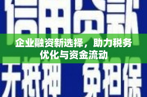 青河企业融资新选择，助力税务优化与资金流动