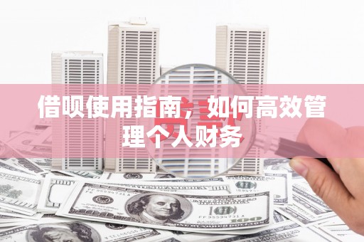 潜江借呗使用指南，如何高效管理个人财务