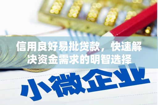 久治信用良好易批贷款，快速解决资金需求的明智选择