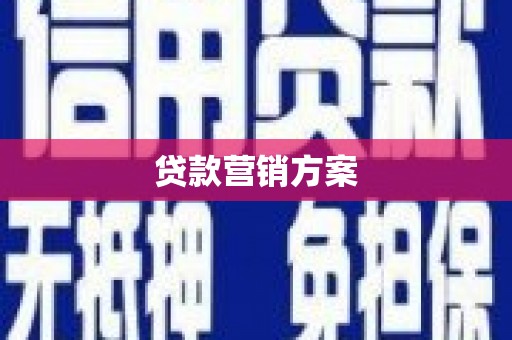 小金贷款营销方案