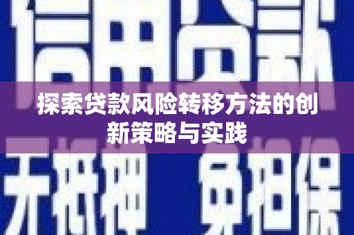天峨探索贷款风险转移方法的创新策略与实践